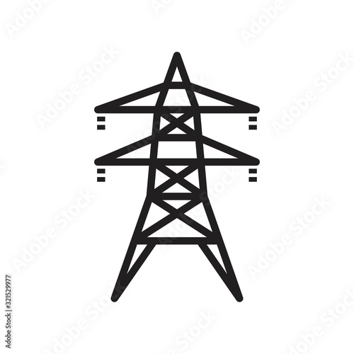 Electric tower, Overhead power line icon template black color editable. Electric tower, Overhead power line icon symbol Flat vector illustration for graphic and web design.