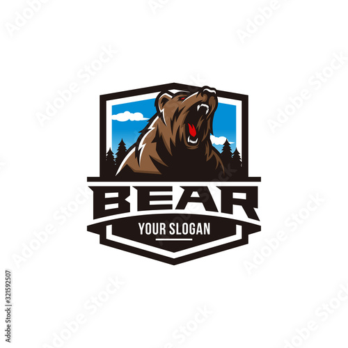 Modern professional grizzly bear logo for a sport team