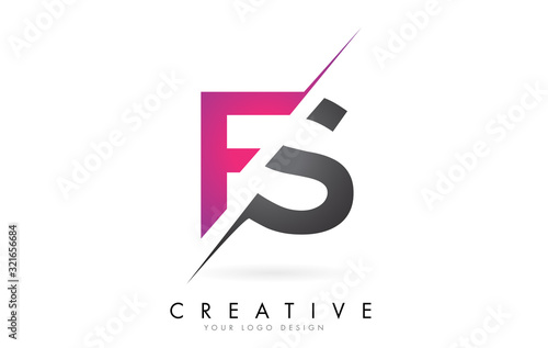 FS F S Letter Logo with Colorblock Design and Creative Cut.