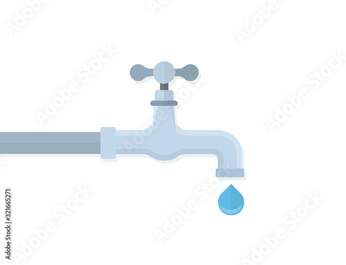 Water tap with drop flat illustration concept image icon