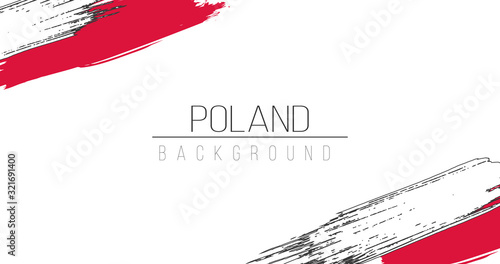 Poland flag brush style background with stripes. Stock vector illustration isolated on white background.