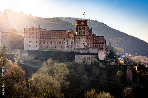 Heidelberg castle with stunning sunset