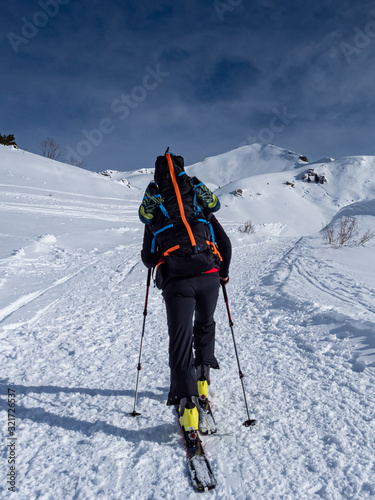 Mountaineering scene in the alps during winter