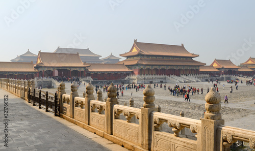 Back side of the Gate of Supreme harmony and the Outer court in the Forbidden City Beijing China