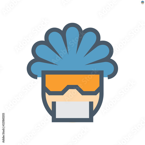 Doctor or scientist character icon. That wearing special personel protective equipment (PPE) for the coronavirus (covid-19) outbreak treat patient. Vector illustration line icon design. 48x48 pixel.