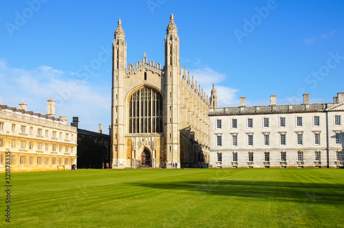 Cambridge, England, December 2015: The University of Cambridge, the Back Lawn with King's College Chapel