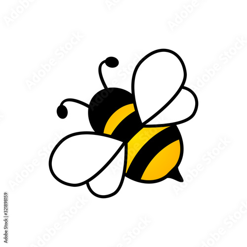 Lovely simple design of a yellow and black bee vector illustration on a white background