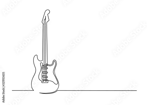 Continuous one line drawing of a guitar