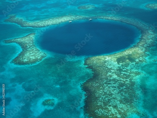 The Great Blue Hole, Belize, flight photos.