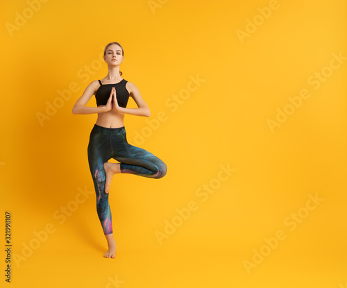 Woman is practicing yoga and meditation