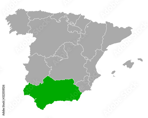 Karte von Andalusien in Spanien