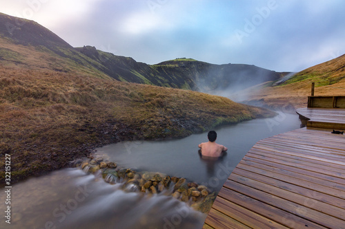 Reykjadalur hot spring thermal river (Iceland)