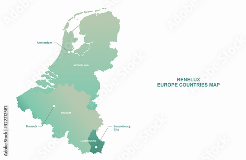 benelux countries map. benelux map in north europe countries. netherland, belgium, luxembourg map.