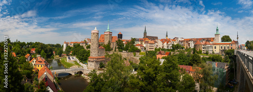 Panorama of beautiful historic city Bautzen (Budysin) in Upper Lusatia, Saxony, Germany, Europe
