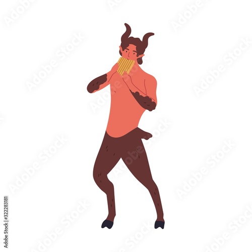 Greek mythology creature satyr vector flat illustration