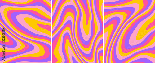 Retro psychedelic abstract art template set,vector