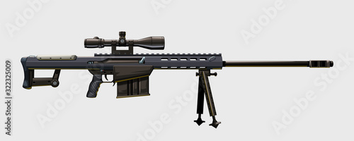 side view modern sniper rifle