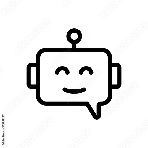 Chat bot icon vector. Thin line sign. Isolated contour symbol illustration