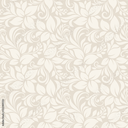 Vector seamless beige floral pattern.