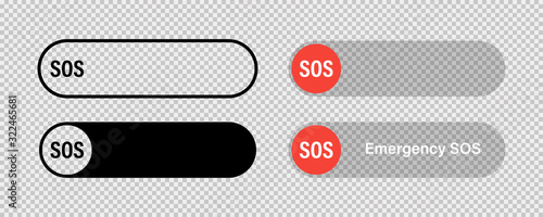 SOS switch red toggle button vector isolated icon. Emergency red switch icon. Round button. Button with switch.