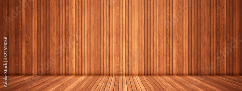 Concept or conceptual vintage or grungy brown background of natural wood or wooden old texture floor and wall as a retro pattern layout. A 3d illustration metaphor to time, material, emptiness, age