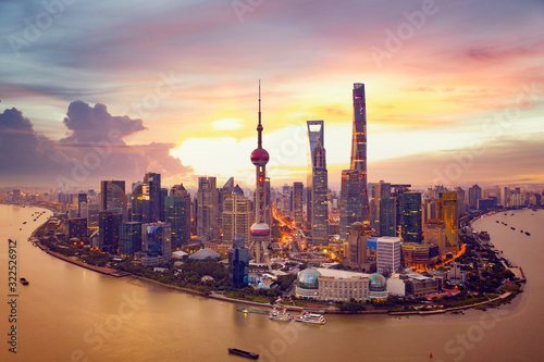 Sunset and Cityscape of Shanghai,