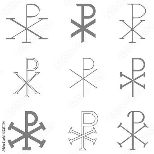 vector set with christian symbol chi rho for your design