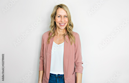 A Happy woman Isolated on white background