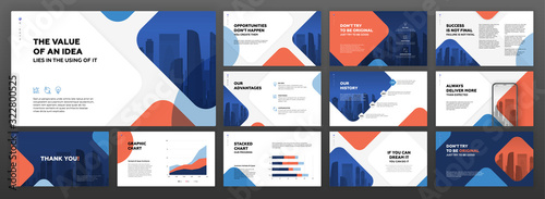 Powerpoint business presentation templates set. Use for modern presentation background, brochure design, website slider, landing page, annual report, company profile.