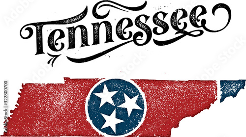 Vintage Tennessee USA State Flag Outline