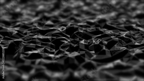 Tectonic plates shown in a polygonal relief texture over black background.