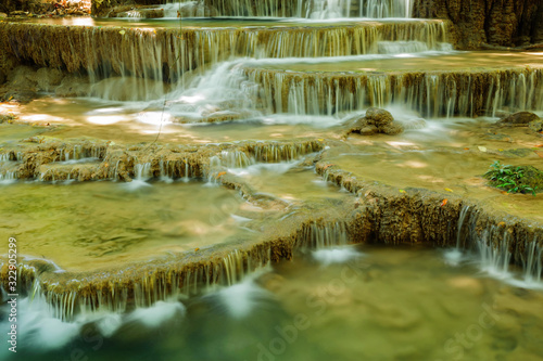 Forest Stream and Waterfall Huay Mae Kamin National Park, Kanchanaburi, Thailand 