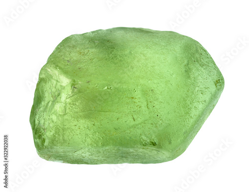 rough olivine (peridot, chrysolite) crystal cutout