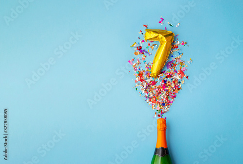 7th anniversary champagne bottle balloon pop