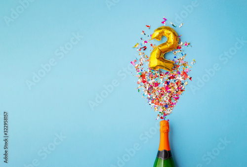 2nd anniversary champagne bottle balloon pop