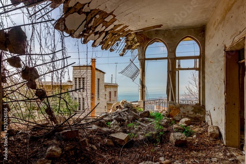 Ruins of a derelict mansion in Lebanon after the war