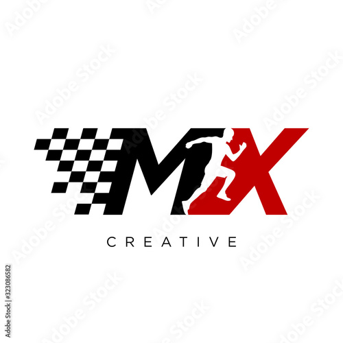 mx run logo design vector icon