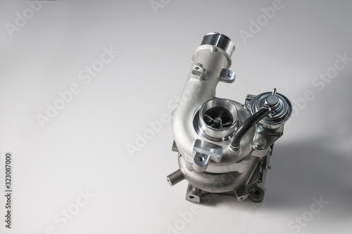 new turbocharger of car on white background.