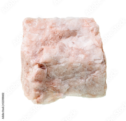 unpolished feldspar rock cutout on white