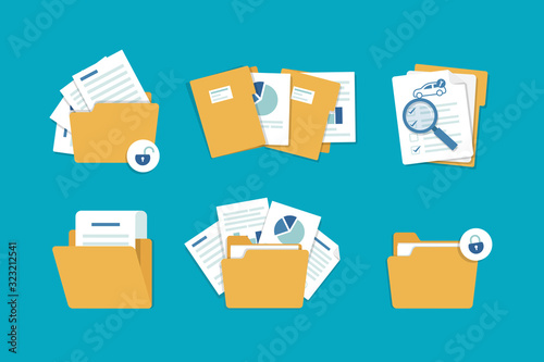 open folder icon. Folder with documents,flat design icon vector illustration