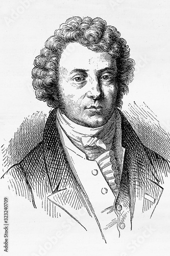 André-Marie Ampere. French physicist and mathematician. 1775-1836. Antique illustration. 1883.