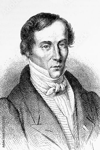 Augustin-Jean Fresnel. French scientist, engineer and physicist. 1788-1827. Antique illustration. 188