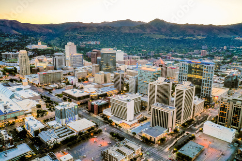 Downtown Salt Lake City Summer Twilight Morning 4