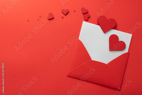 valentines day love letter Flat lay background