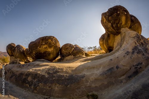 Old trovant -Spectacular rock formations,natural formed living and growing stones,Ulmet, Buzau County, Romania