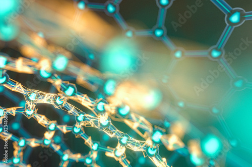 Cells and biological chain,molecules and abstract conception,3d rendering.