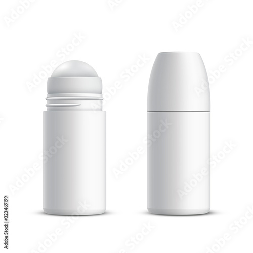 Closed and opened roll-on deodorant or antiperspirant