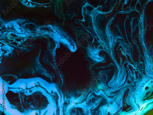 Blue dark marble abstract hand painted background.