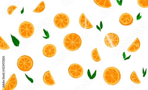 seamless background with oranges fruit slice