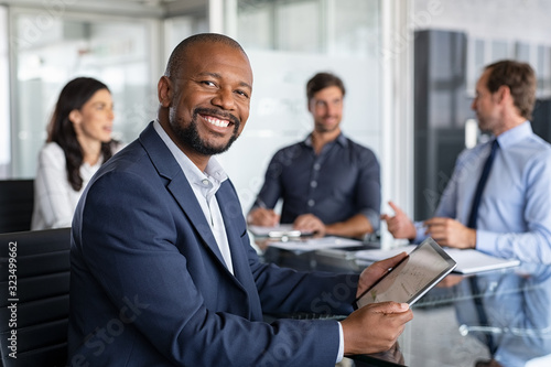 Mature african businessman at meeting